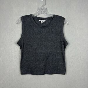Athleta Tank Top XS Heather Black Twist Back Sleeveless Waist Length